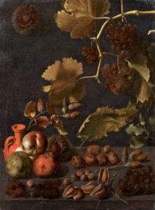 3 Bodegón con uvas, manzanas, nueces y jarra de terracota. Juan Fernández ''el Labrador''. Coleccion Particular