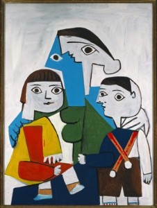 Museo Picasso Malaga. Pablo Picasso, 1881-1973. Maternidad sobre fondo blanco. 4 febrero 1953. Oleo sobre contrachapado,Colección particular.