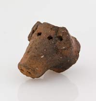 ídolo. Cabeza de figura animal cerámica. Museo Canario - colección aqueología