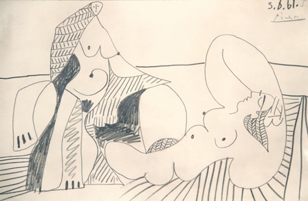 x-Picasso-BAIGNEUSES-Dibujo a lápiz-33 x 50 cm-1961