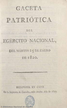 Gaeta patriótica del egército nacional, 1820