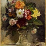 Eugène Delacroix. Jarrón con flores,
