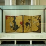 Biombo japonés grulla y ciervo. Exposición Museo del Prado